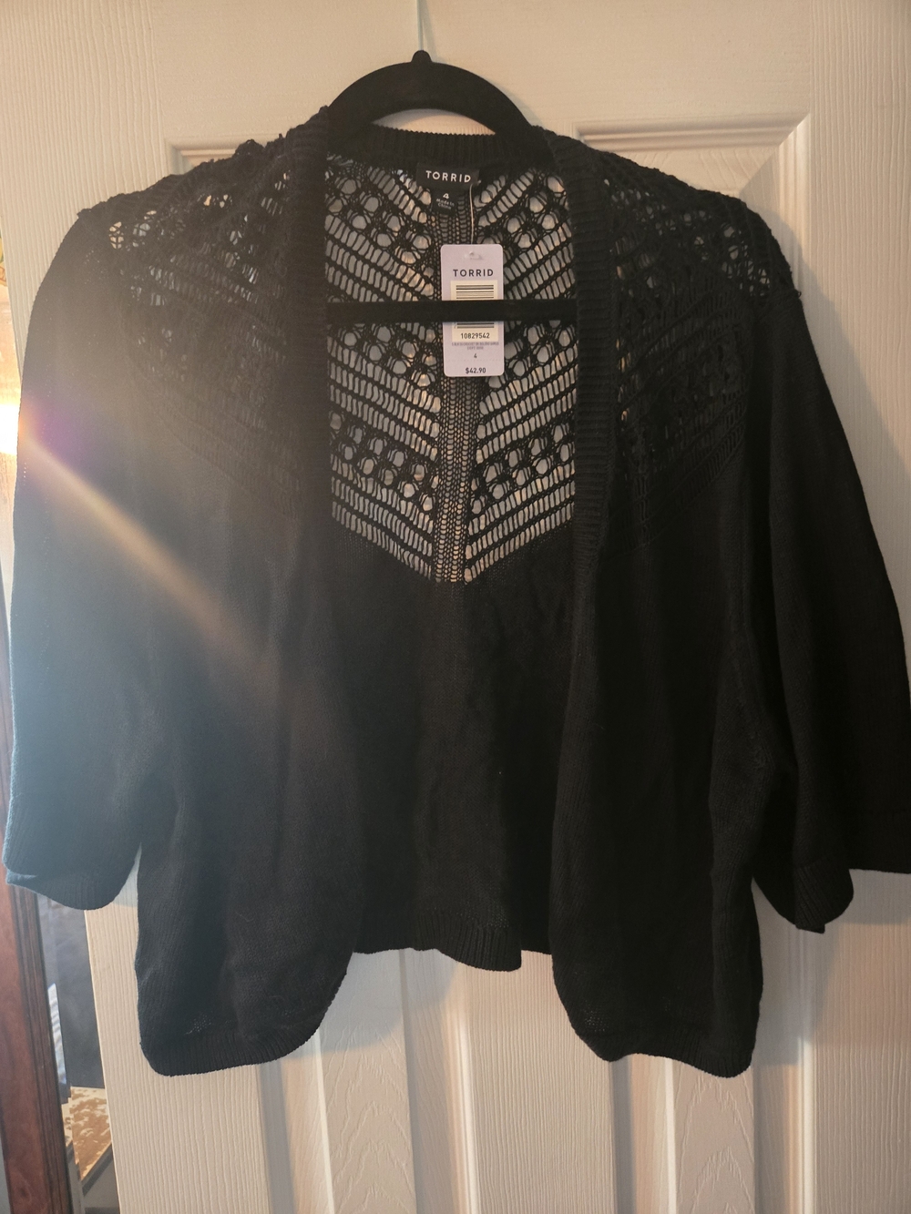 Torrid Black Crochet Open-Front Cardigan